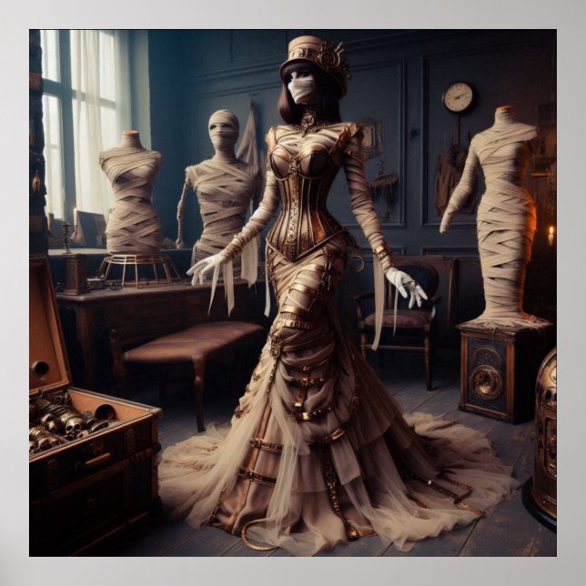 Póster Mi reina Steampunk victoriana gótica (Frente)