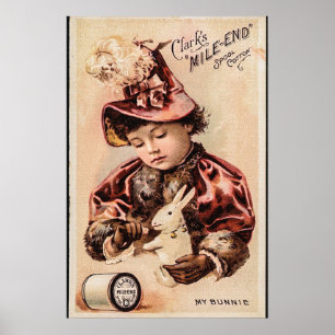 Póster Mi tarjeta vintage de conejito