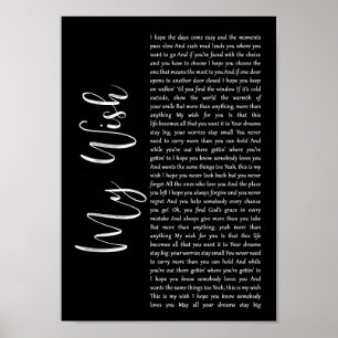 Póster Mi Wish Black Script Song Lyric Wall Art Imprimir