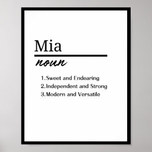 Póster Mia, definición de nombre personalizado Chica