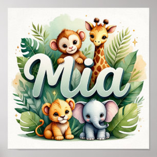Póster Mia Safari Nursery Wall Art