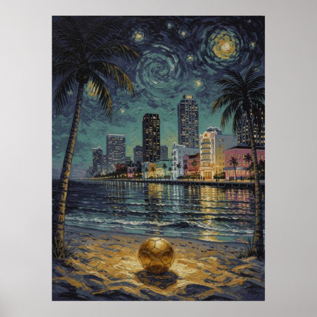 Póster Miami Art Deco Beach Soccer Fine Art (Frente)