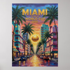 Póster Miami Art Deco World Cup 2026 Soccer Ocean Drive 