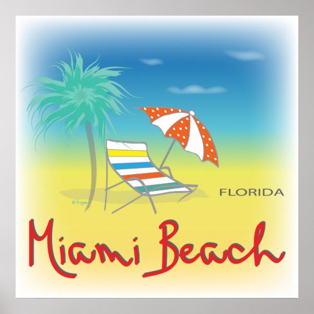 Póster Miami Beach, FL Chair (Frente)