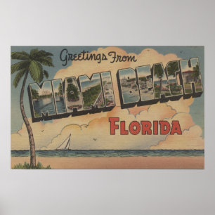 Póster Miami Beach, Florida - Grandes Escenas de letras