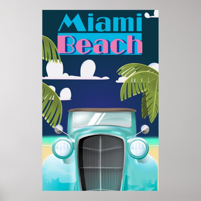 Póster Miami Beach, Florida, poster de viajes vintage de  (Frente)