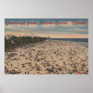 Póster Miami Beach, FloridaSaludos desde Miami, FL