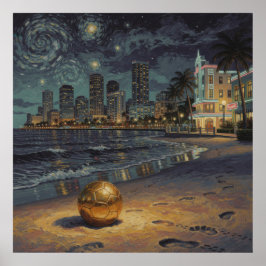 Póster Miami Beach Moonlit Skyline Soccer 2026