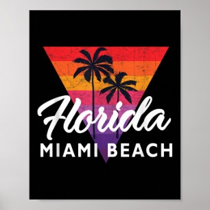 Póster Miami Beach Retro Miami Vintage Triangle 70s 80s T