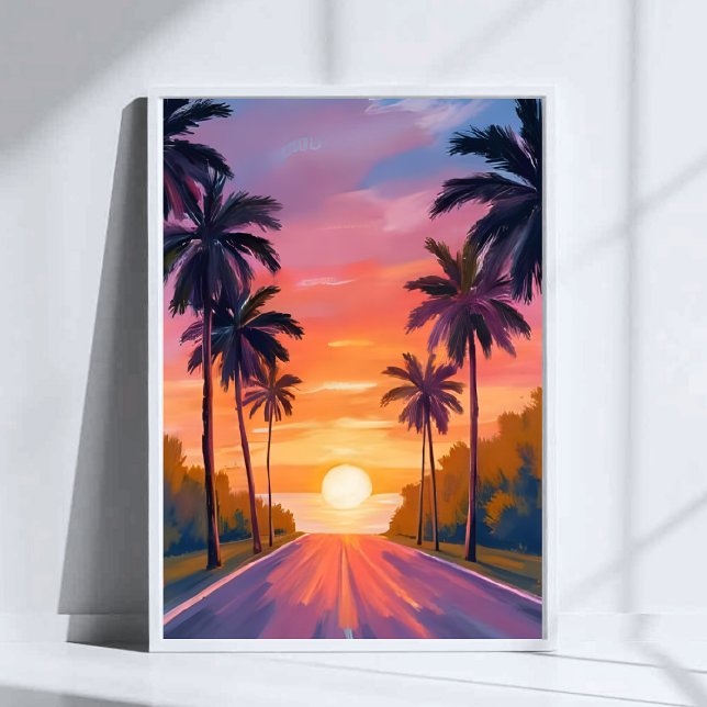 Póster Miami Beach Sunset Palm Tree Tropical (Subido por el creador)