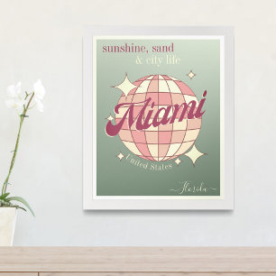 Póster Miami City Florida Estados Unidos verde azulado de