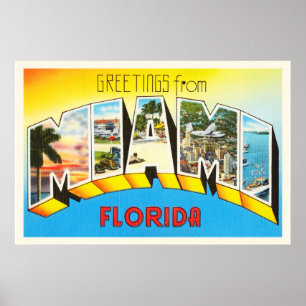Póster Miami Florida FL Old Vintage Travel Souvenir