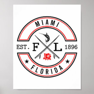 Póster Miami Florida Fl Surfista Retro Playa Frente Y Ck