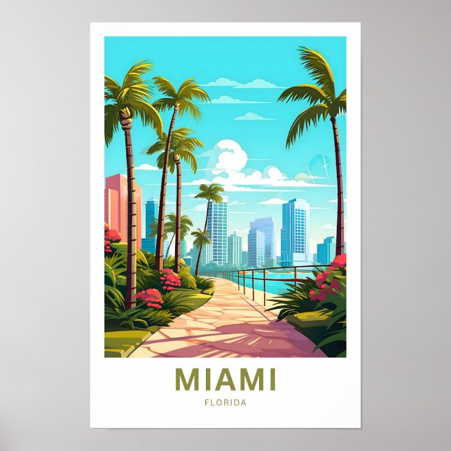 Póster Miami Florida Travel Print (Frente)