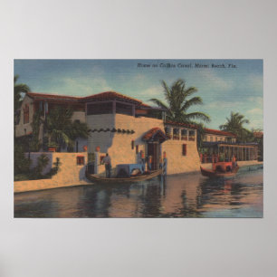 Póster Miami, Florida - View of House on Collins Canal