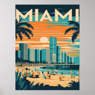 Póster Miami Florida Vintage