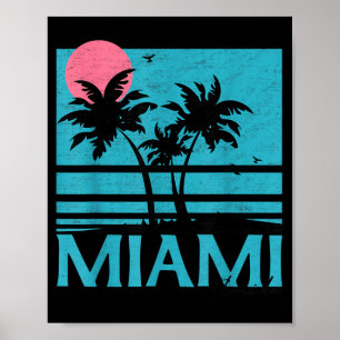 Póster Miami Florida Vintage Retro Palmeras Divertida Pla