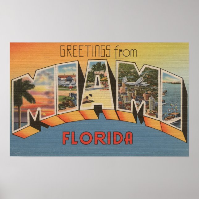 Póster Miami, FloridaGrandes Escenas CartaMiami, FL 2 (Frente)