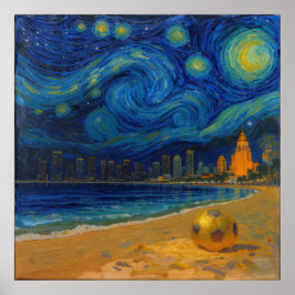 Póster Miami Golden Shore Soccer Fine 