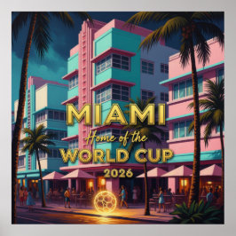 Póster Miami Home  World Cup 2026 ArtDeco Soccer Night