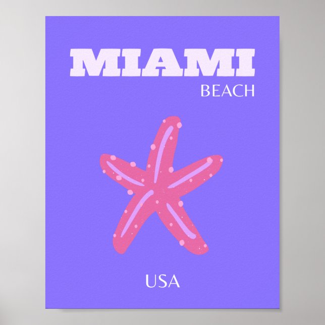 Póster Miami, Miami Beach, habitación Preppy, Purple, Lil (Frente)