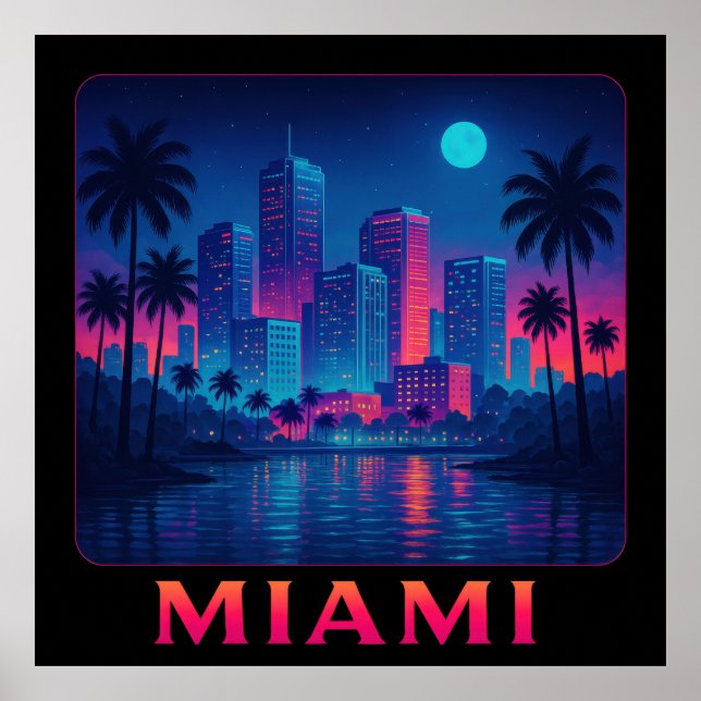 Póster Miami Moonrise - Horizonte Neon (Frente)