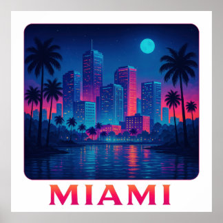 Póster Miami Moonrise - Horizonte Neon