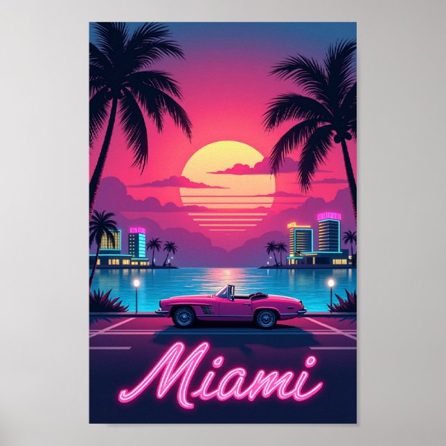 Póster Miami Nights – Un Sueño Retro de la Ciudad (Frente)