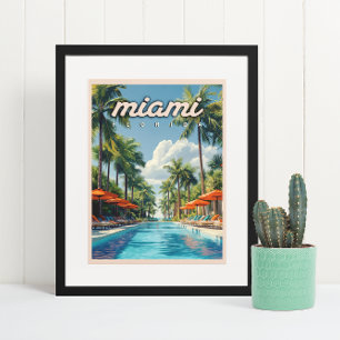 Póster Miami Pool Vintage