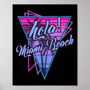 Póster Miami Retro - Hola Miami Beach Florida Vintage