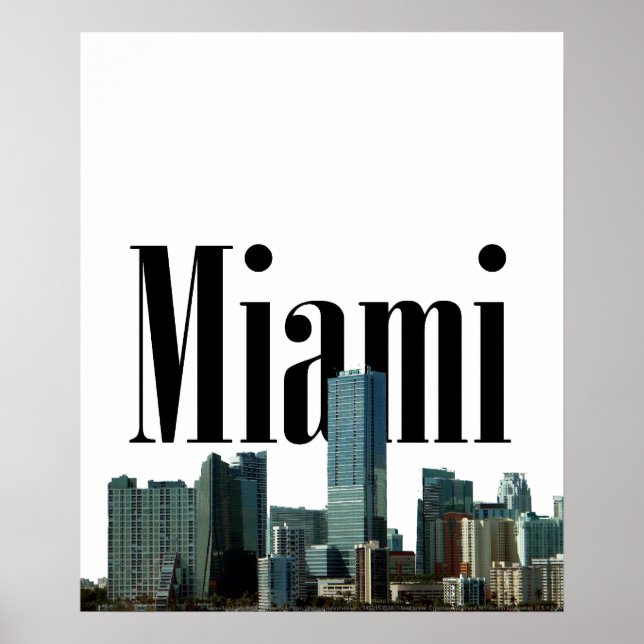 Póster Miami Skyline con Miami en el Poster Sky (Frente)