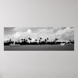 Póster Miami South Beach, Florida Panorama Blanco/Negro