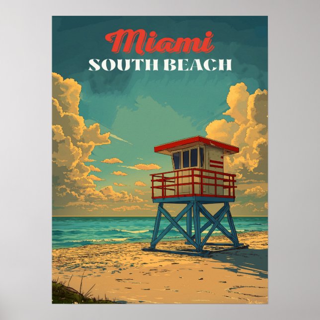 Póster Miami vintage South Beach (Frente)