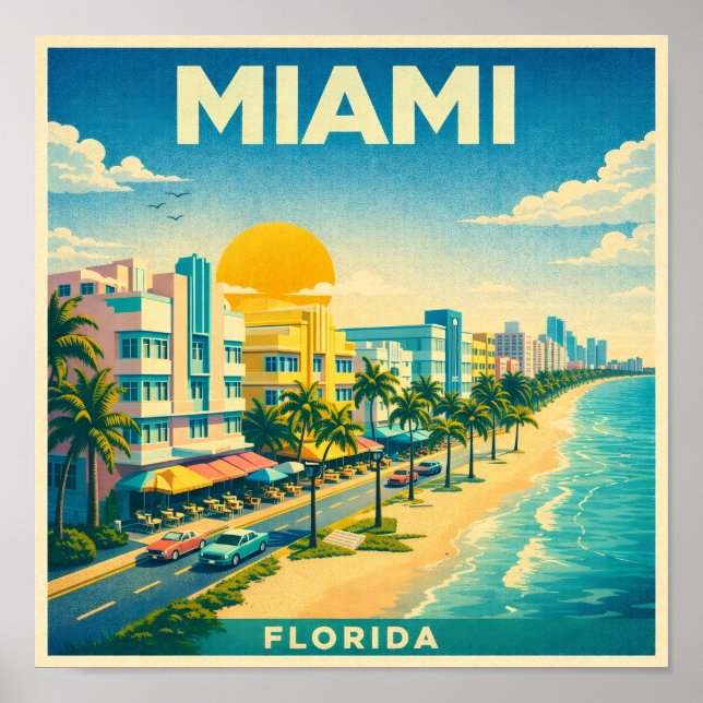 Póster MIami Vintage Travel Poster (Frente)