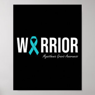 Póster Miastenia Gravis Awareness Ribbon Verde azulado