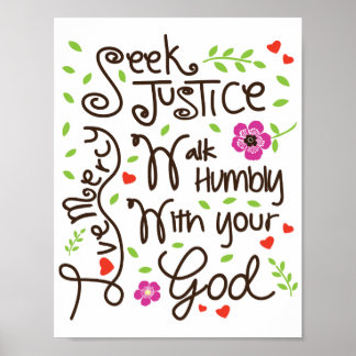 Póster Micah 6 8 Seek Justice Love Mercy Walk Humbly