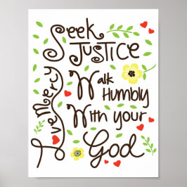 Póster Micah 6 8 Seek Justice Love Mercy Walk Humbly