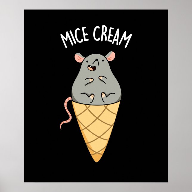 Póster Mice Cream Funny Ice Cream Pun Dark BG (Frente)