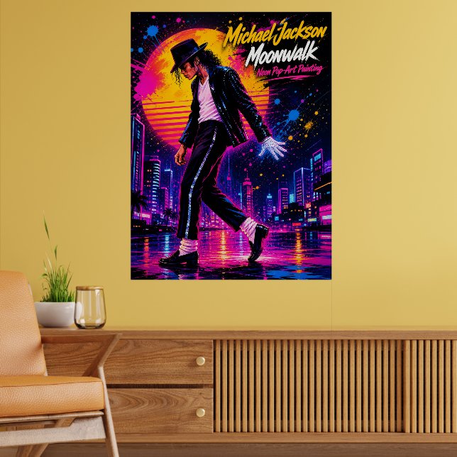 Póster Michael Jackson Moonwalk Rey del Pop Tributo Retro (Salón 2)