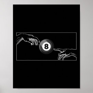 Póster Michelangelo Artistic Billiards Hand Of God Black