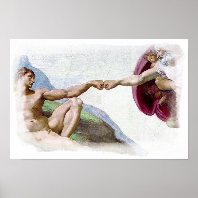 Póster Michelangelo Creación Del Hombre Choque De Puños (Frente)
