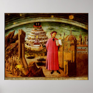 Póster Michelinos Fresco Dante y la comedia de los devino