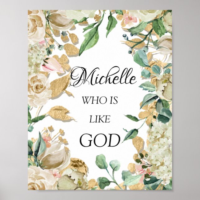 Póster Michelle Name Significa Florals Bridal Birday (Frente)