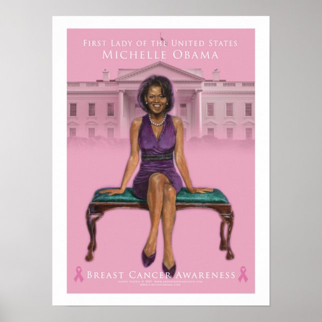 Póster Michelle Obama - Conciencia sobre el cáncer de mam (Frente)
