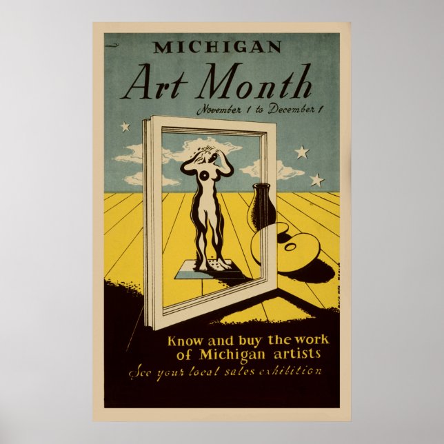 Póster Michigan Art Month American Vintage WPA Poster (Frente)
