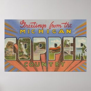 Póster Michigan (Copper County) - Large Letter Scenes