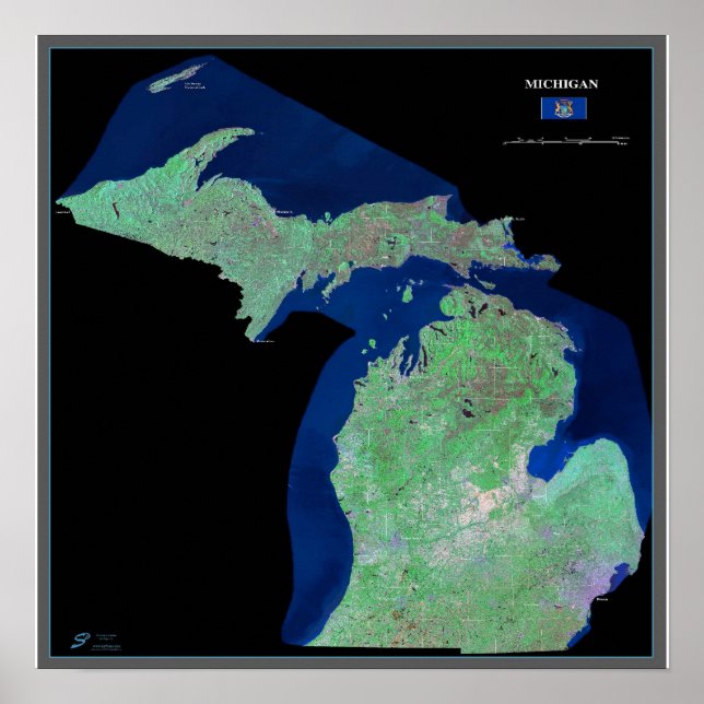 Póster Michigan, del poster de satélites espaciales (Frente)