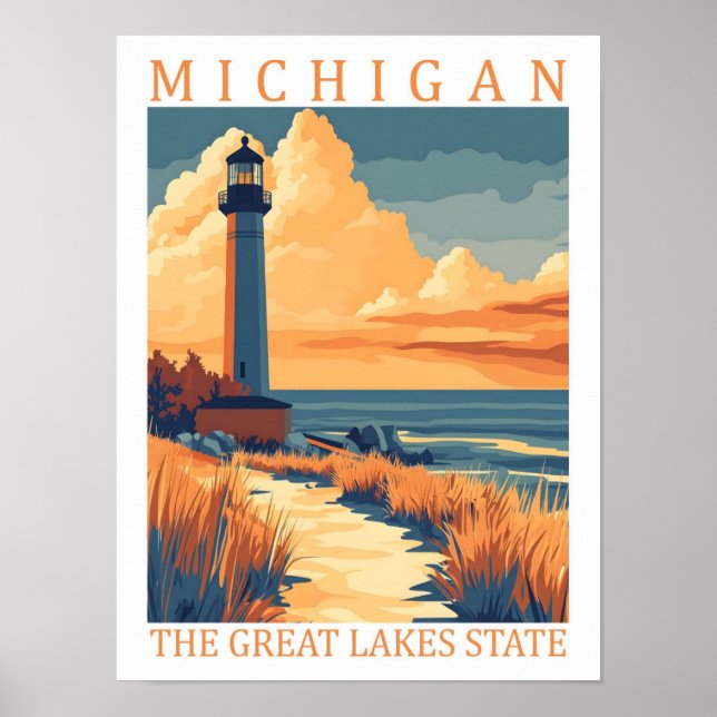Póster Michigan, el lugar de viaje del estado de los Gran (Frente)