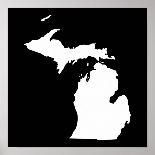 Póster Michigan en blanco y negro (Frente)