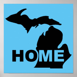 Póster Michigan Hogar lejos del Rótulo del Poster estatal